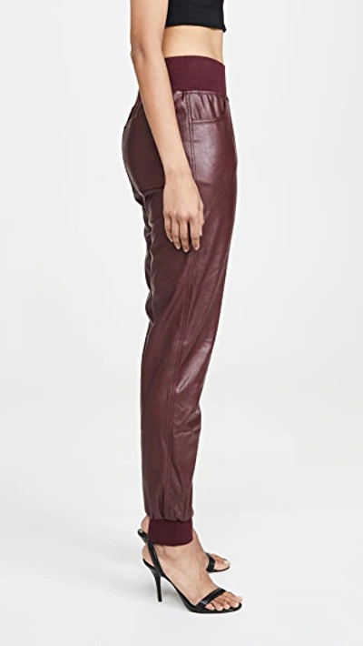 Shop Kendall + Kylie Cobain Vegan Leather Pants In Red Currant