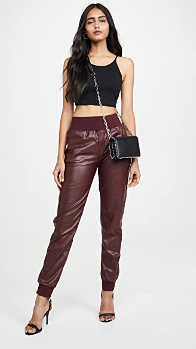 Shop Kendall + Kylie Cobain Vegan Leather Pants In Red Currant