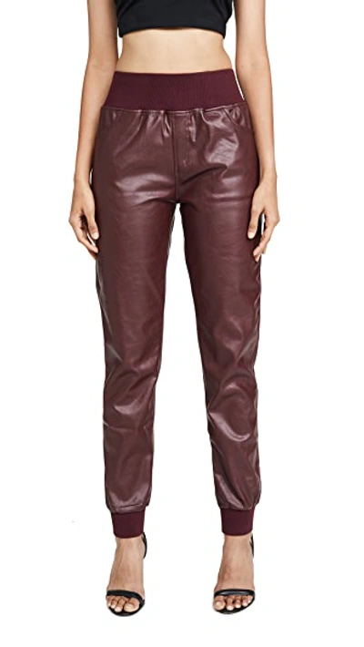 Shop Kendall + Kylie Cobain Vegan Leather Pants In Red Currant