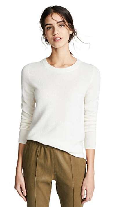 Shop White + Warren Essential Cashmere Sweater In Pearl White