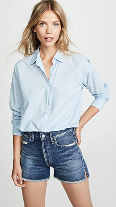 Shop Xirena Beau Button Down Shirt In Bleu Smoke