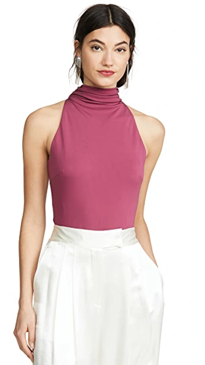 Shop Cushnie High Neck Thong Bodysuit In Rose Mauve