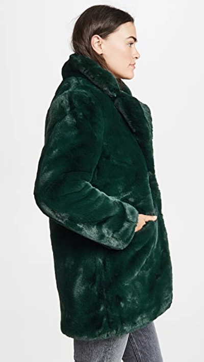 Shop Apparis Sophie Faux Fur Coat In Emerald Green