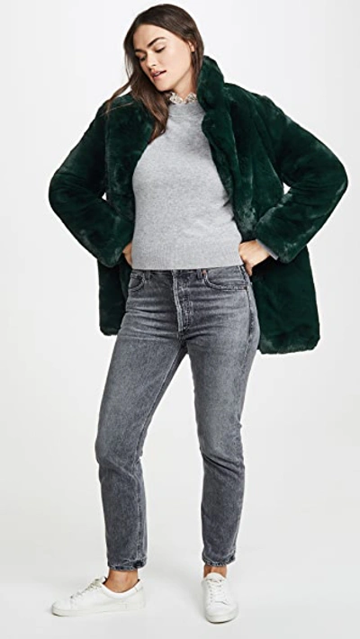 Shop Apparis Sophie Faux Fur Coat In Emerald Green