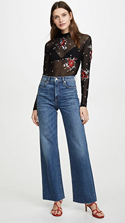 Shop Minkpink Empower Embroidered Mesh Long Sleeve Tee In Multi