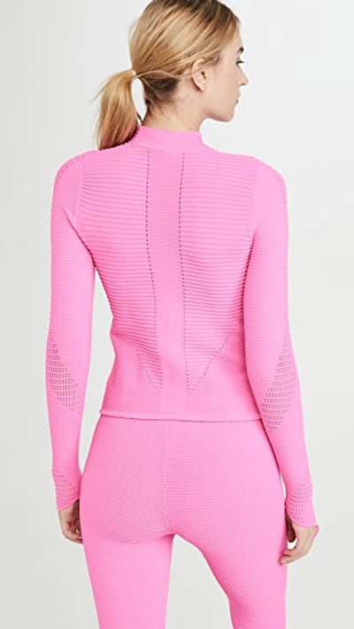 Shop Adam Selman Sport Rib Mock Neck Shirt In Bubblegum