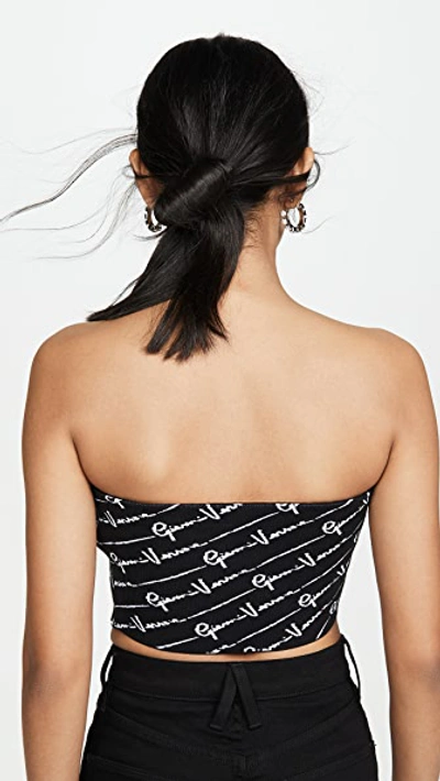 Shop Versace Knit Tube Top In Black-white