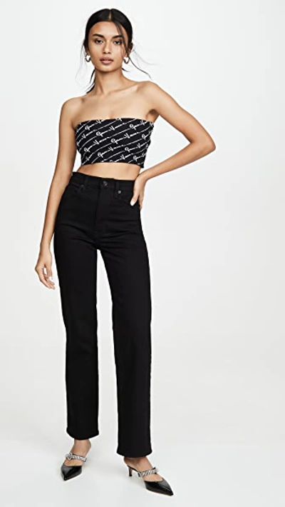 Shop Versace Knit Tube Top In Black-white