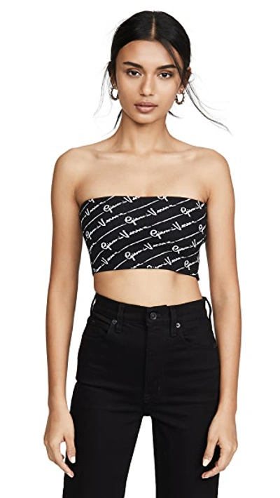 Shop Versace Knit Tube Top In Black-white