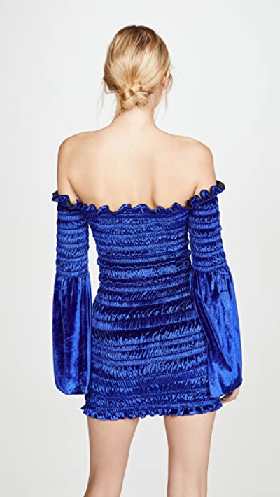 Shop Area Fluid Velvet Ruched Dress In Royal Blue