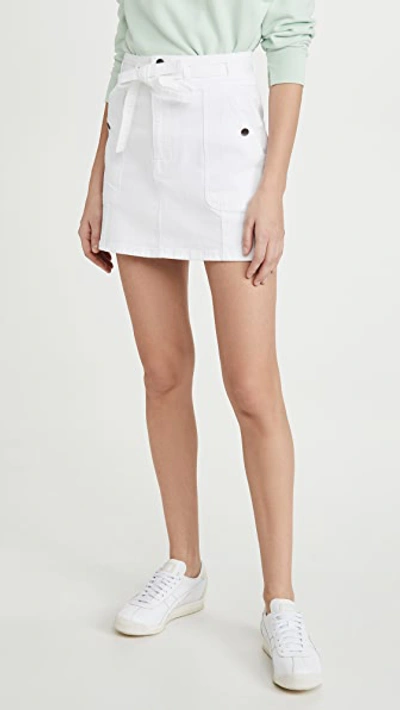 Shop Frame Le Triple Waist Mini Skirt In Blanc