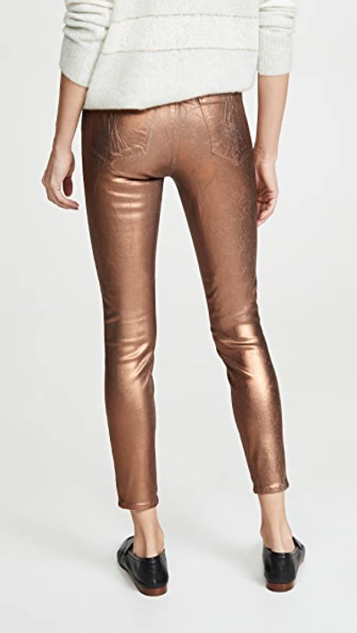 Shop L Agence Margot High Rise Skinny Jeans In Pine Bark/matte Bronze Foil