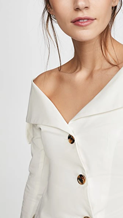 Shop A.w.a.k.e. Off Shoulder Jacket Top In Off-white