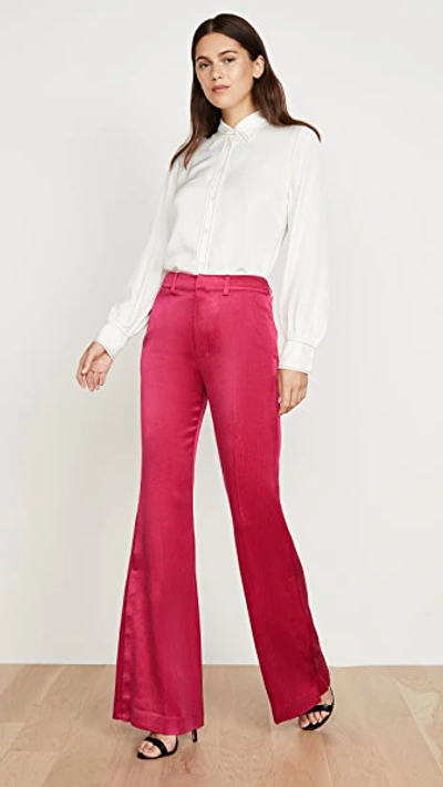 Shop Adeam Bootleg Pants In Fuchsia