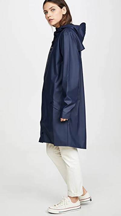 Shop Rains Long Rain Jacket In Blue