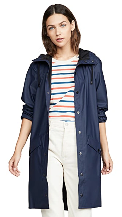 Shop Rains Long Rain Jacket In Blue