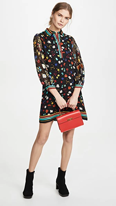 Shop Alice And Olivia Lalita Collared Blouson Sleeve Dress In Botanical Ditsy-sm