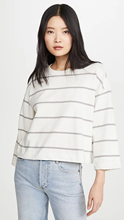 Shop Atm Anthony Thomas Melillo Striped Sweatshirt In Chalk/smoke Combo