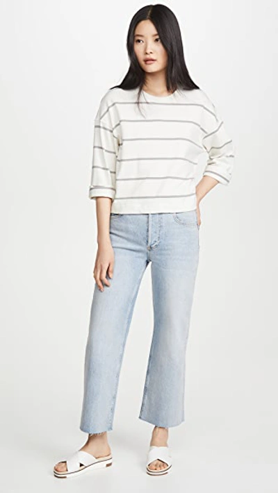 Shop Atm Anthony Thomas Melillo Striped Sweatshirt In Chalk/smoke Combo