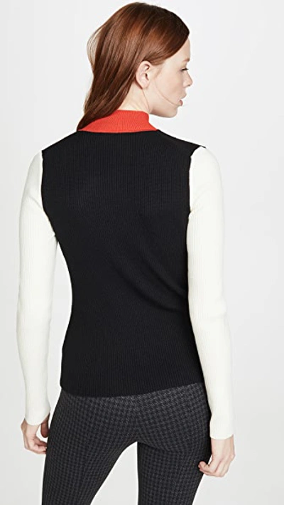 Shop Tory Burch Colorblock Mockneck Sweater In Black