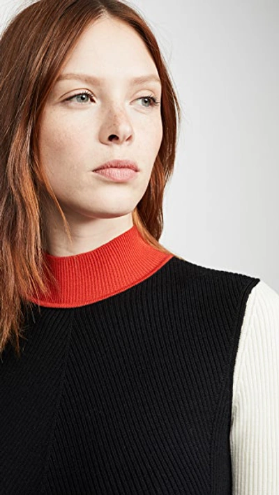 Shop Tory Burch Colorblock Mockneck Sweater In Black