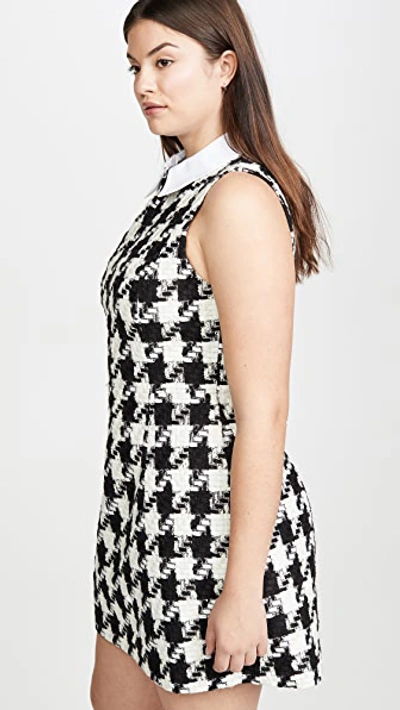 Shop Alice And Olivia Ellis Gathered Zip Front Dress In Black/white