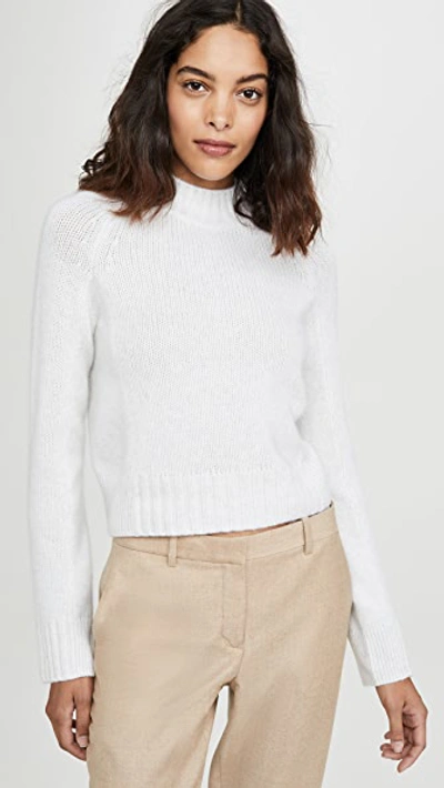 Shop Vince Cashmere Shrunken Mock Neck Sweater In Heather White