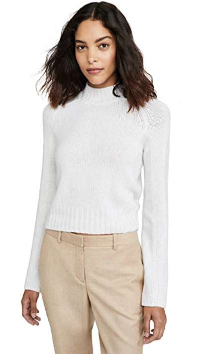 Shop Vince Cashmere Shrunken Mock Neck Sweater In Heather White