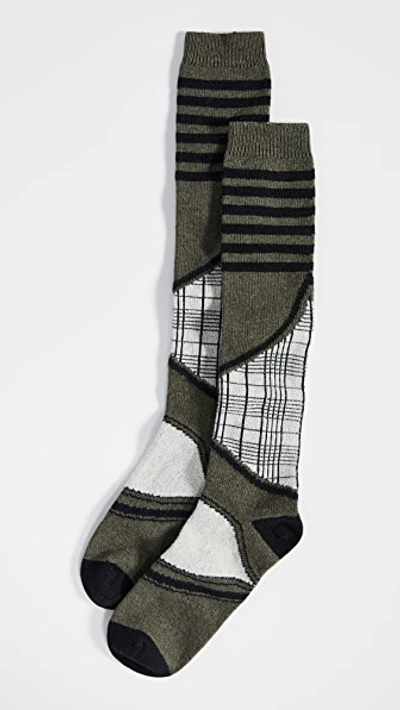 Shop Ganni Ski Check Socks In Kalamata