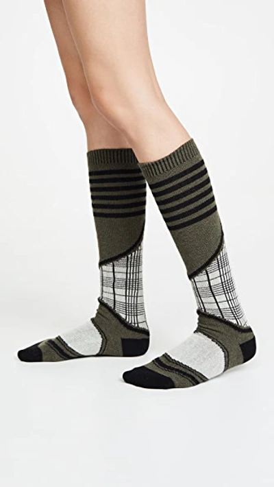 Shop Ganni Ski Check Socks In Kalamata