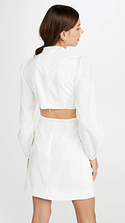 Shop Zimmermann Zinnia Bow Cutout Short Dress In Ivory