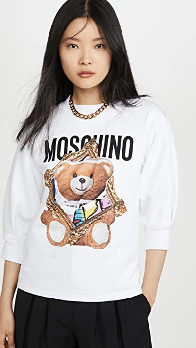 Shop Moschino Teddy Sweatshirt In Fantasy Print White