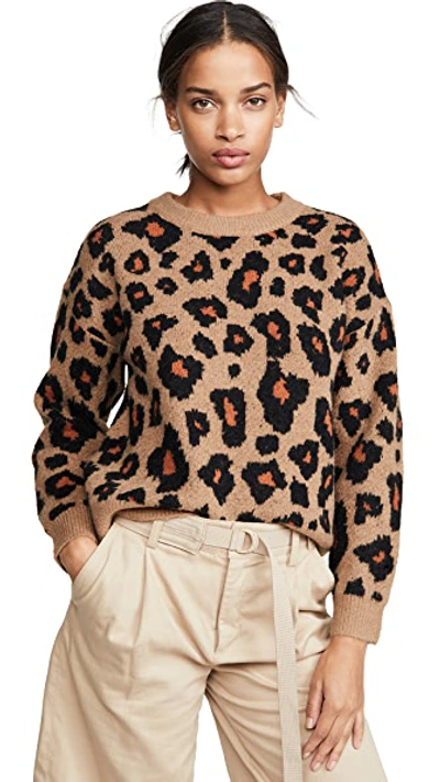 Shop Astr Tobin Sweater In Brown Leopard