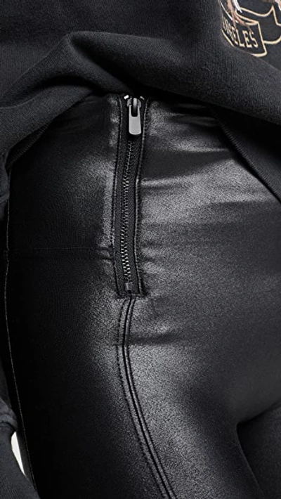 Spanx Zip Detail Faux Leather Leggings In Very Black