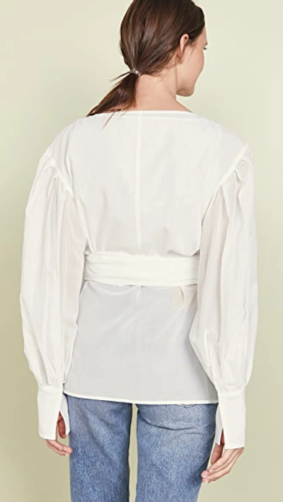 Shop Adeam Layered Tied Sash Shirt In White