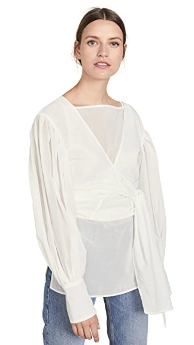 Shop Adeam Layered Tied Sash Shirt In White