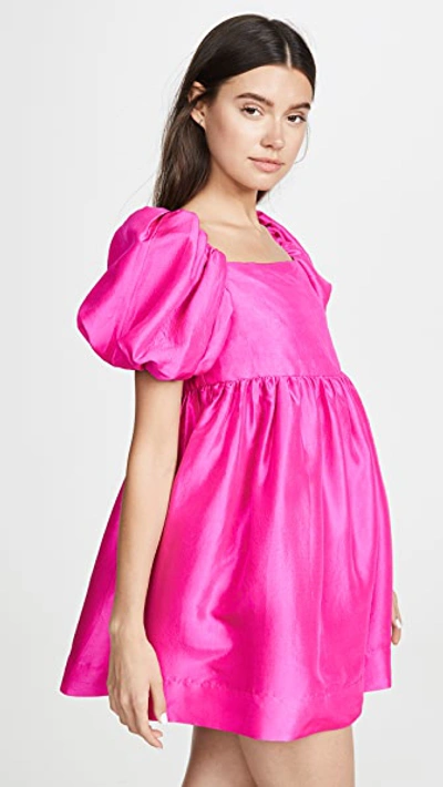 Shop Azeeza Kam Puff Sleeve Mini Dress In Magenta