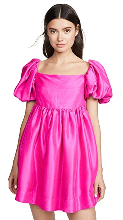 Shop Azeeza Kam Puff Sleeve Mini Dress In Magenta