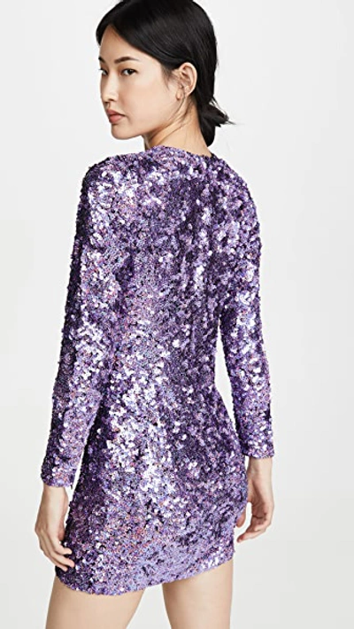 Shop Ashish Sequin Long Sleeve Dress In Purple