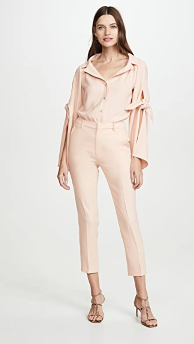 Shop Adeam Tailored Cigarette Pants In Petal Pink