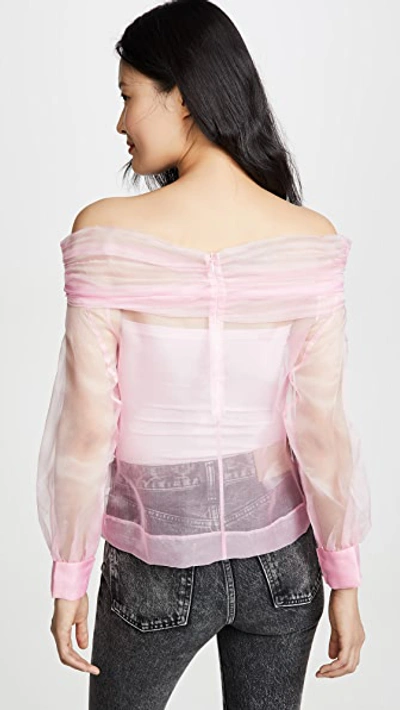 Shop Anais Jourden Organza Off Shoulder Top In Pink