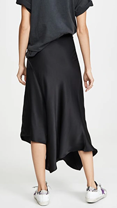 Anine Bing Bailey Asymmetric Silk-satin Midi Skirt In Black