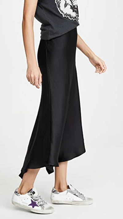Anine Bing Bailey Asymmetric Silk-satin Midi Skirt In Black