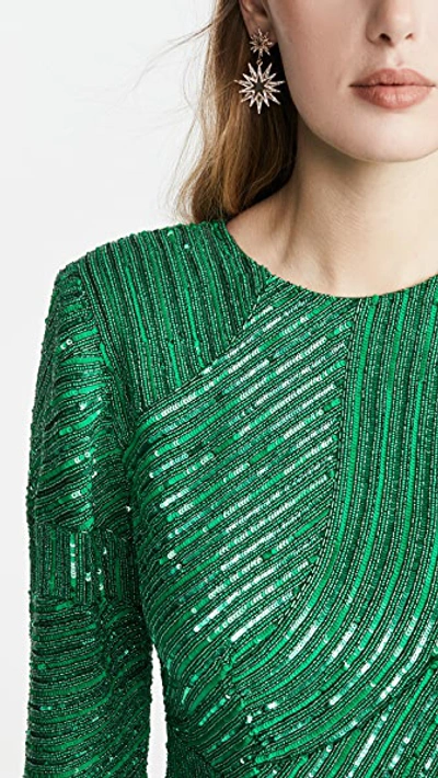 Shop Retroféte Sequin Ember Dress In Emerald Green