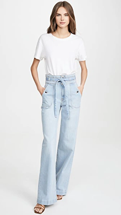 Shop Frame Ali Wide Leg Triple Waist Tie Jeans In Mahoney