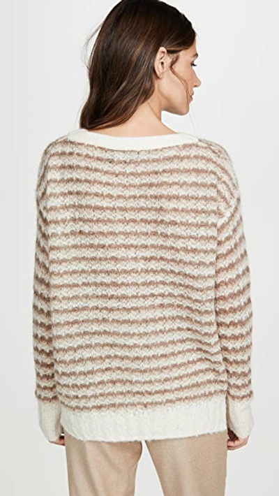 Shop Theory Alpaca Stripe Pullover In Medium Heather Brown