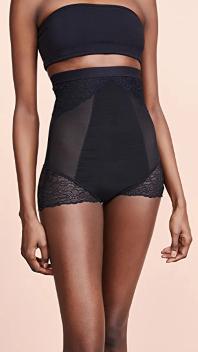 Shop Spanx Lace Collection High Waisted Briefs In Very Black