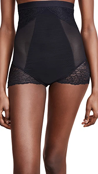 Shop Spanx Lace Collection High Waisted Briefs In Very Black