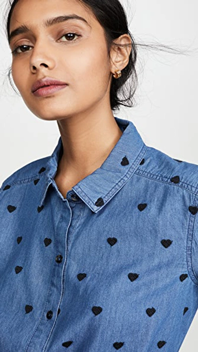Indigo Scattered Hearts Button Down