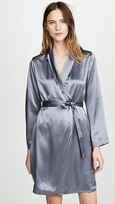 La Perla Women's Silk Short Robe In Silver | ModeSens